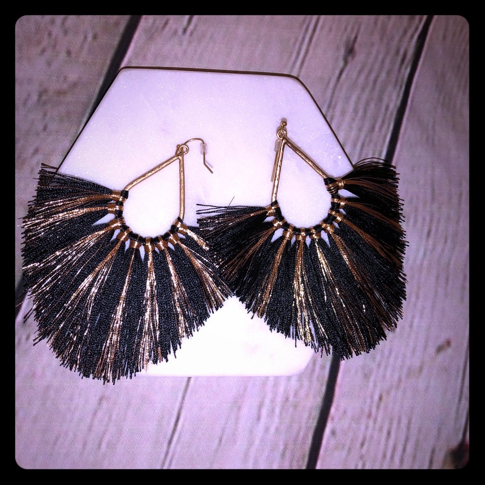 Fuschia and Gold Statement Tassel Earrings